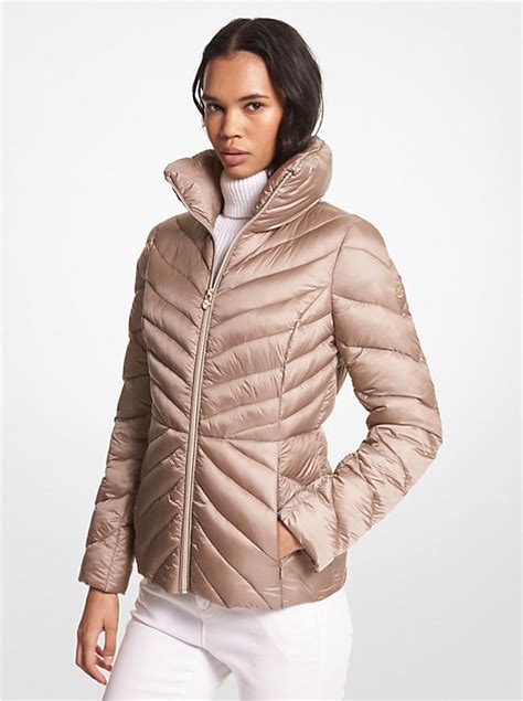 michael michael kors metallic quilted nylon puffer coat|michael kors women's puffer jacket.